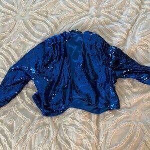 Allegra cobalt sequin shrug